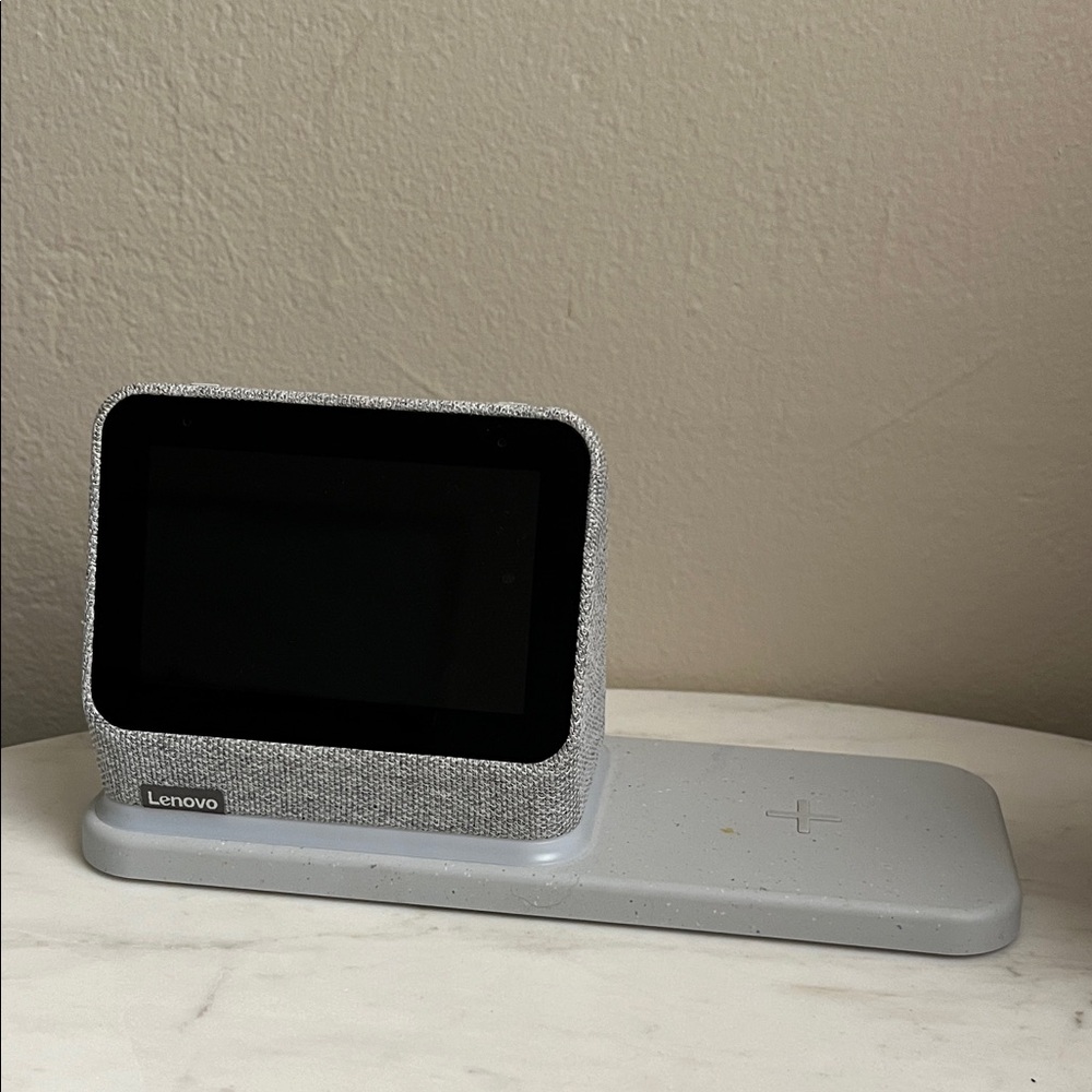 Lenovo Silver Smart Clock with Charging Base